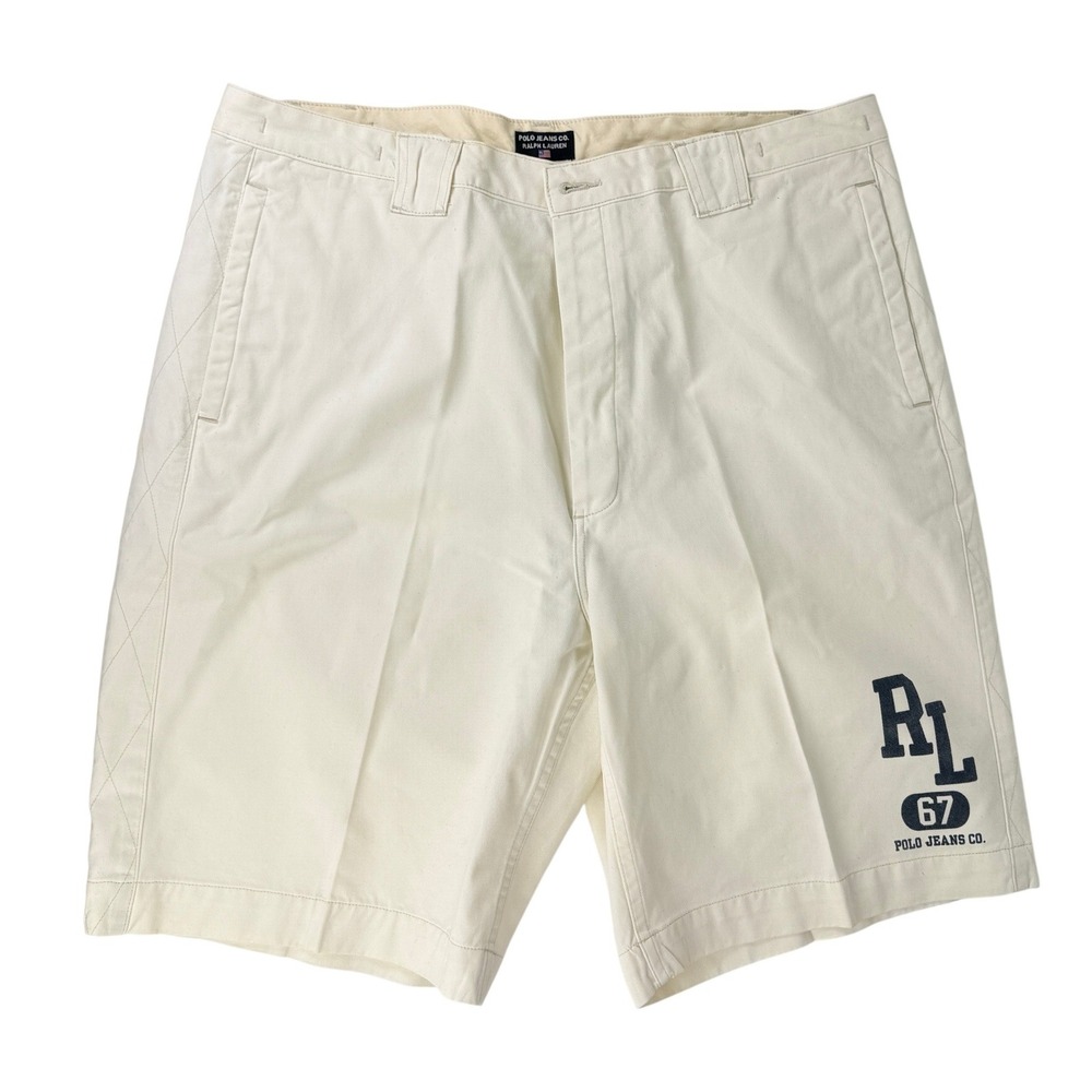 Vintage Polo Jeans Co Ralph Lauren RL 67 Cream Twill Skate Shorts Mens 40 90s